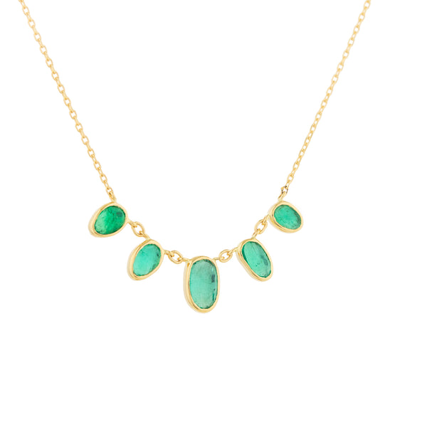 Five Oval Emerald Necklace
