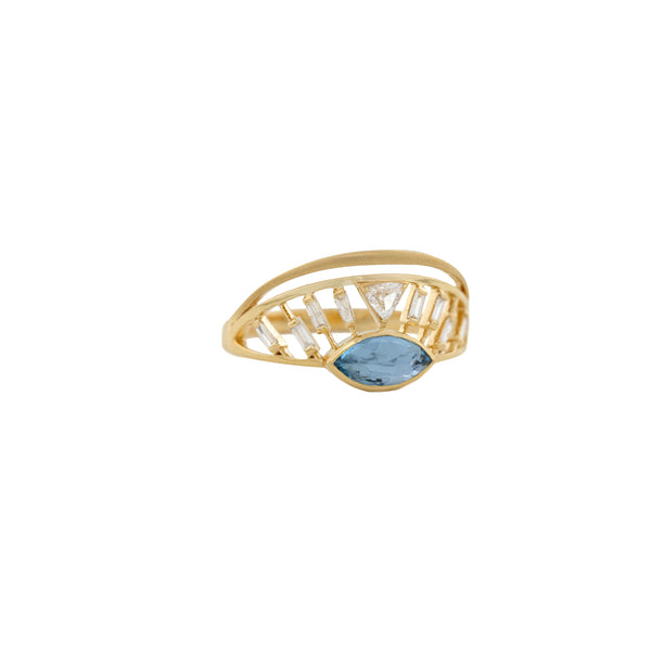 Aquamarine Sunrise Ring