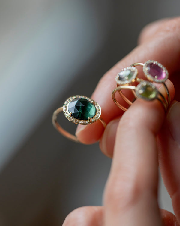 Tourmaline and Pave Diamond Ring