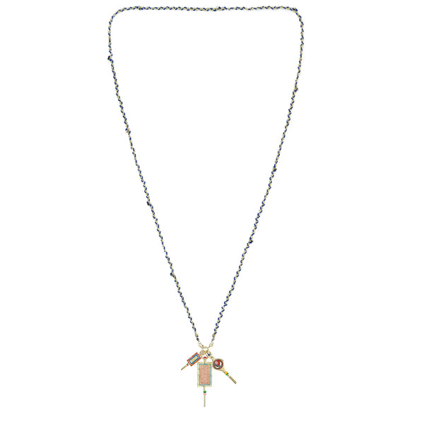 Navy 3 Key Pendant Necklace