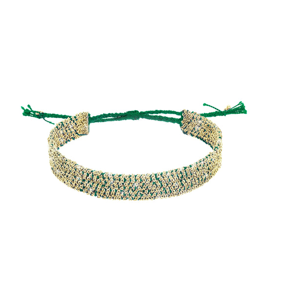 Green and Gold Fringe Bracelet