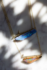 Skinny Boulder Opal Thorn Set Necklace