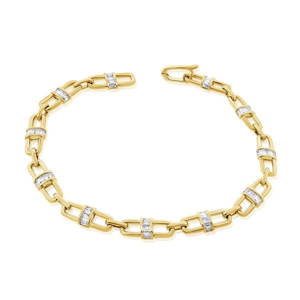 Baguette Diamond Link Bracelet