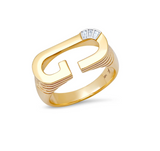 Grandsize Ribbed Ring Initial "K"