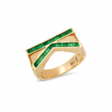 Grandsize Emerald Encrusted Ring Initial "J"