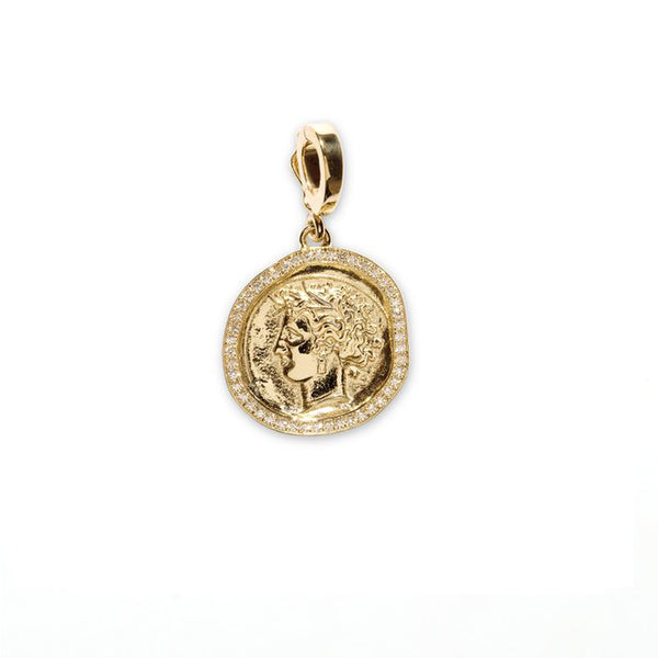 Goddess Small Pave Diamond Coin