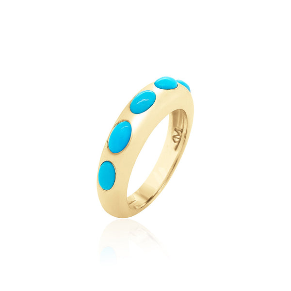 5 Oval Turquoise Skinny Nomad Ring