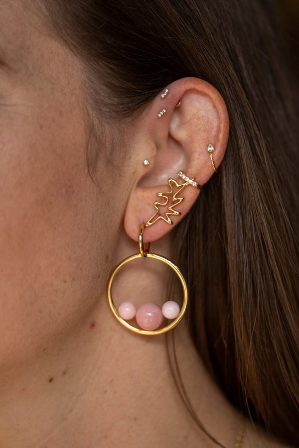 Triple Pink Opal Hoops