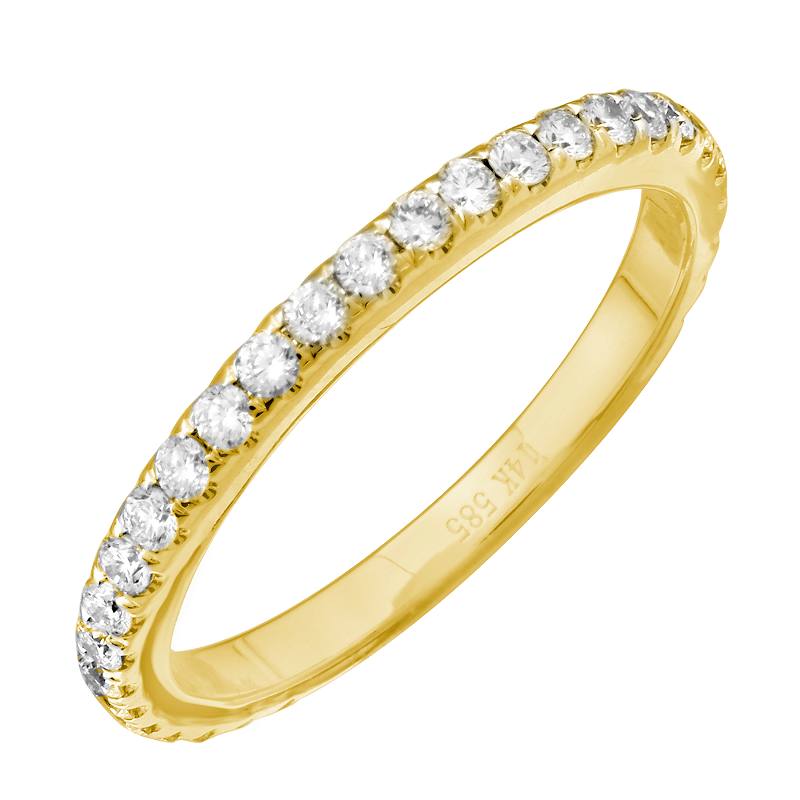 14k yellow gold prong set, 3/4 diamond stacking band.  .46ct...