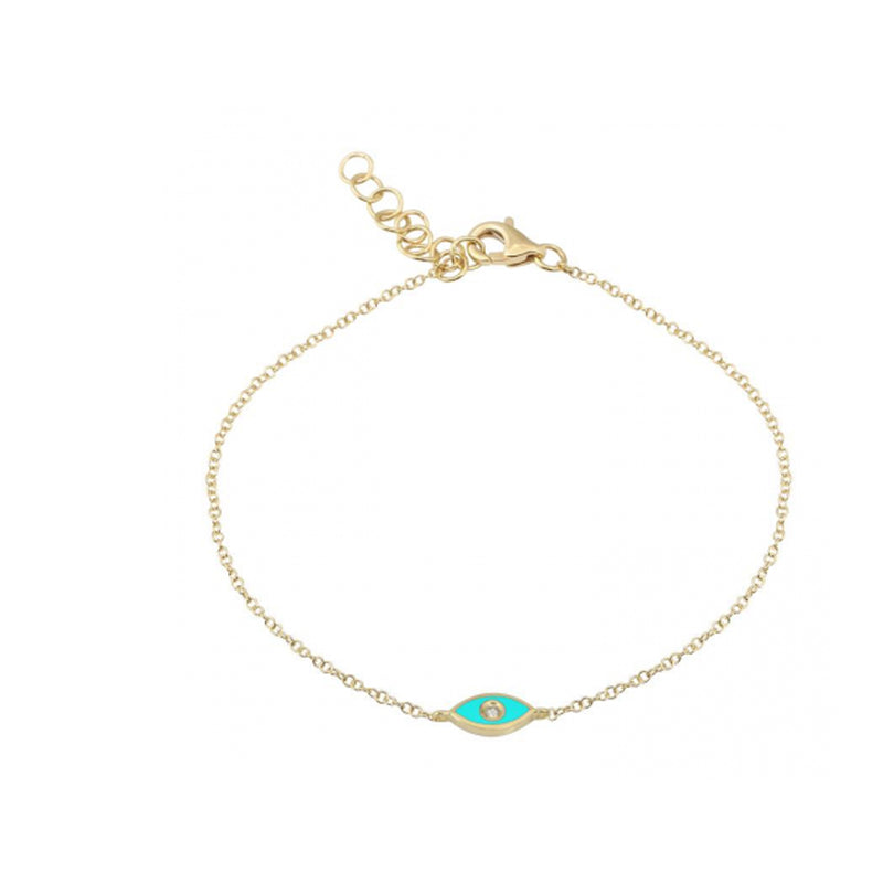 Turquoise and Diamond Evil Eye Bracelet