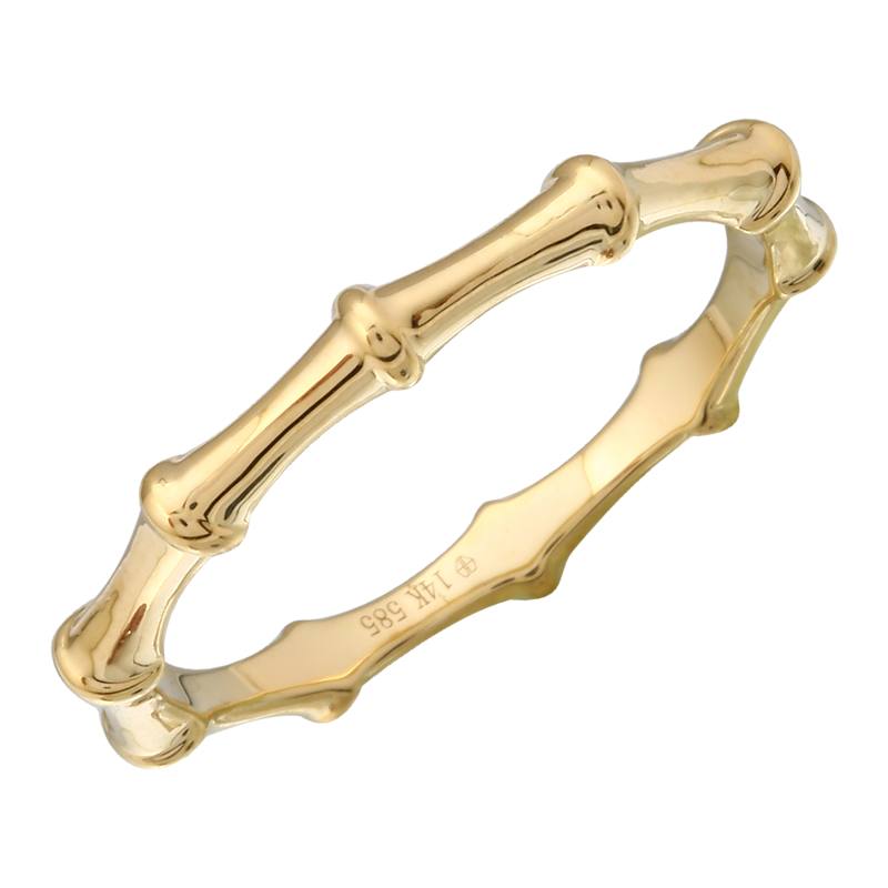 14k yellow gold bamboo ring, size 6.5