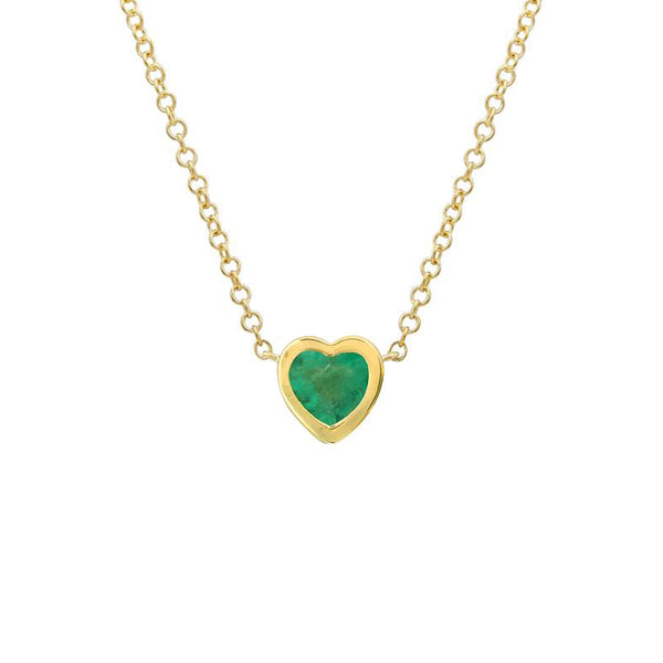 Bezel Emerald Heart Necklace