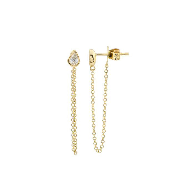 Pear Cut Diamond Chain Earrings