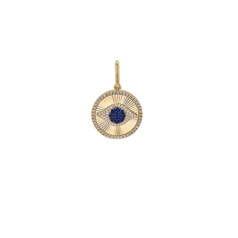 Diamond And Sapphire Fluted Evil Eye Charm