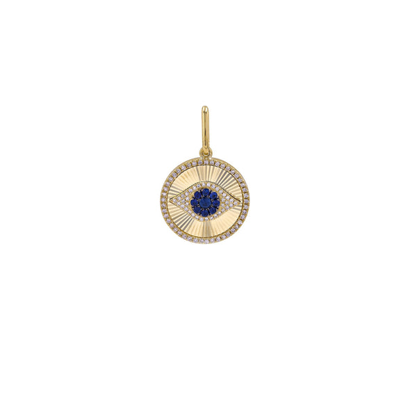 Diamond And Sapphire Fluted Evil Eye Charm