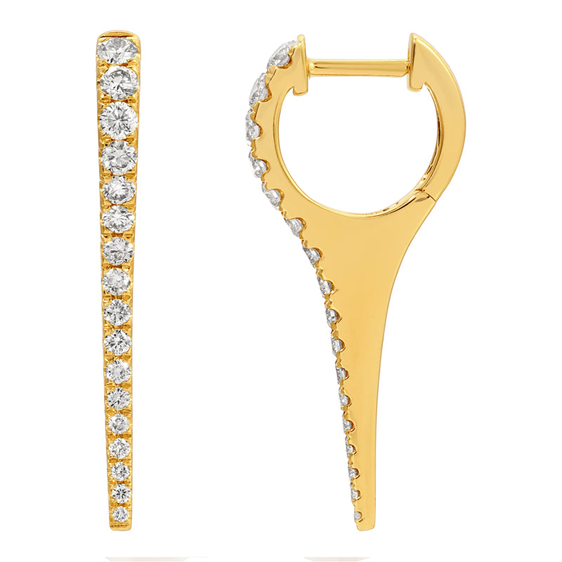 14k yellow gold large diamond spike huggie earrings. Earring...