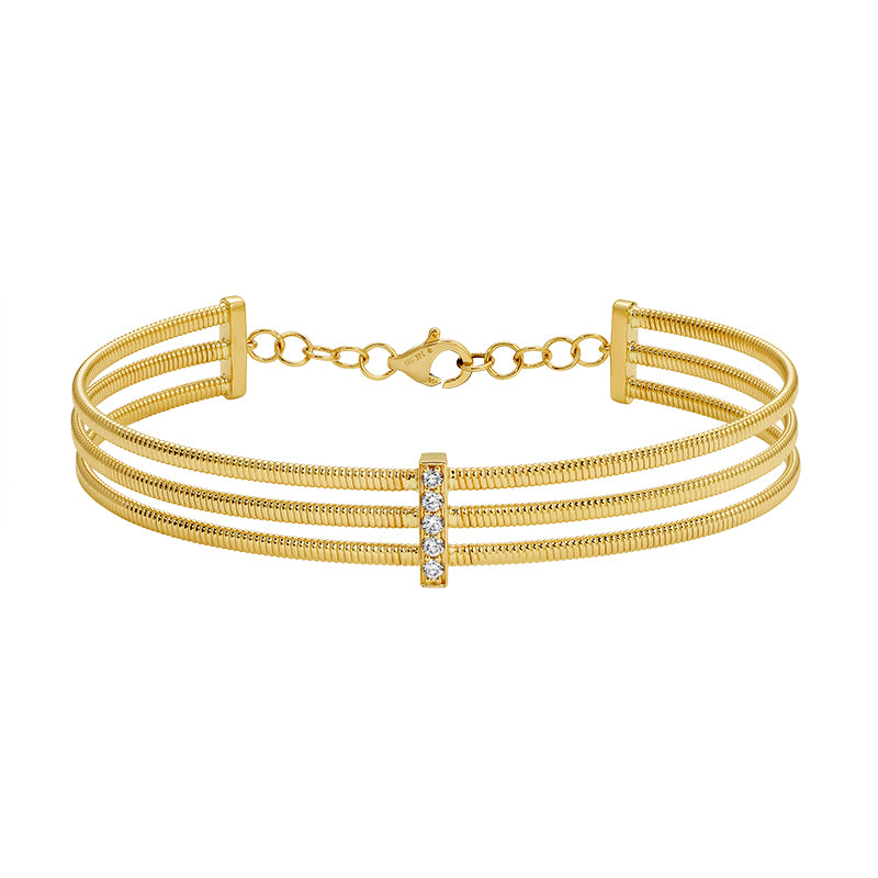 Diamond Ribbed Triple Bangle