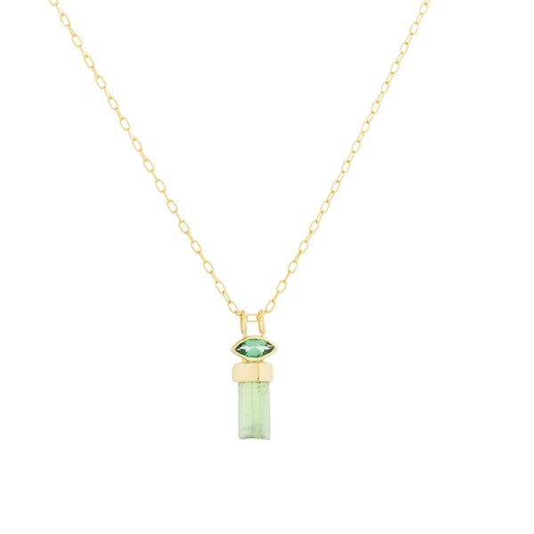 Green Pencil And Marquise Tourmaline Necklace