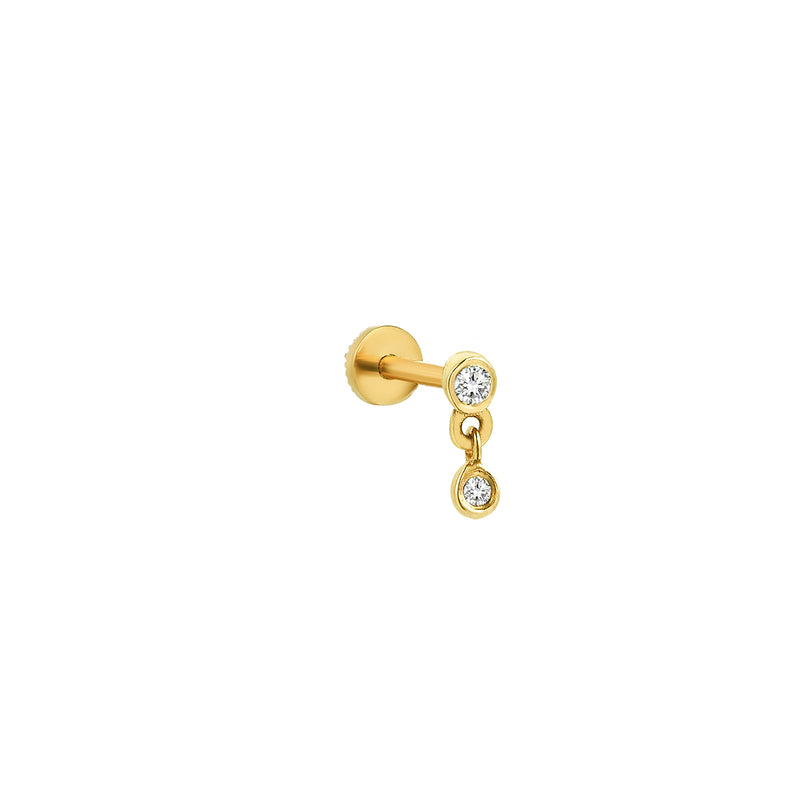 Bezel Diamond Dangle Piercing Earring