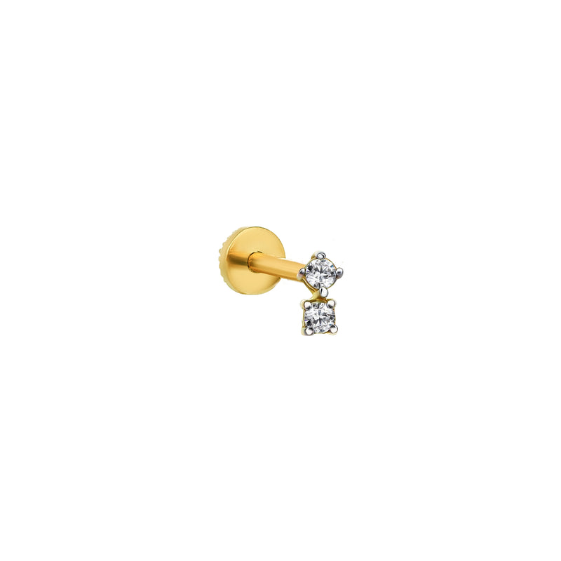 Diamond Duo Dangle Piercing Earring
