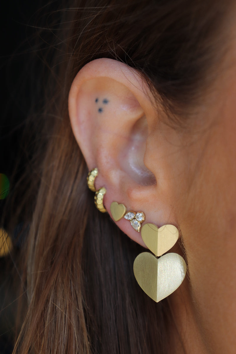 Double Heart Drop Earrings