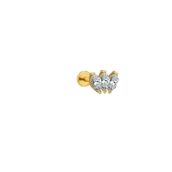 3 Diamond Marquise Fan Piercing Earring