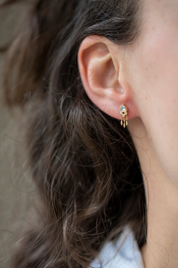 Moonstone and Diamond Earring