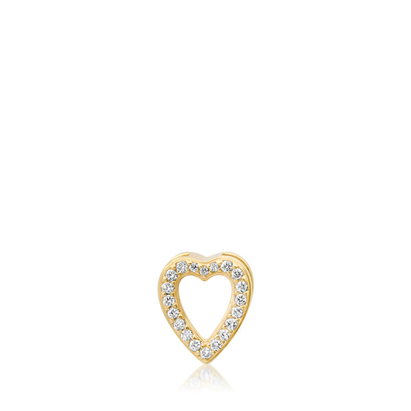 Mini Heart charm handcrafted in 14k gold with textured sides...