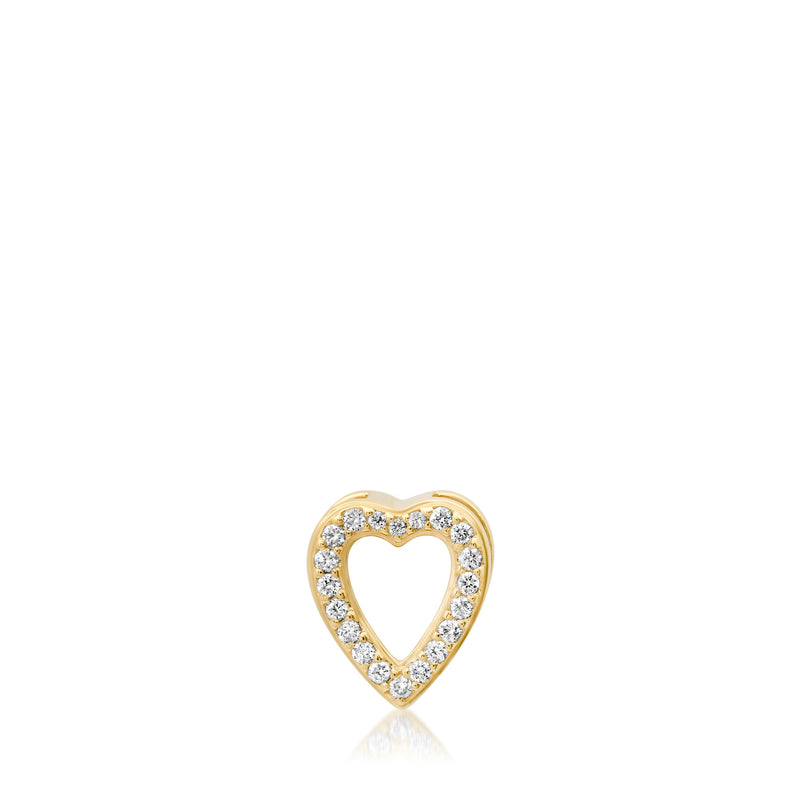 Mini Heart charm handcrafted in 14k gold with textured sides...