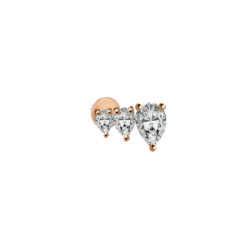 3 Pear Diamond Piercing Earring