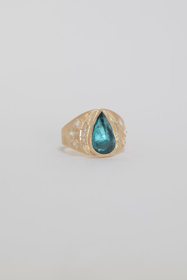 Pear Tourmaline with Moons Dream Ring