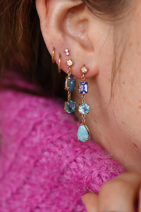 Gemstone Drop Stud Earring