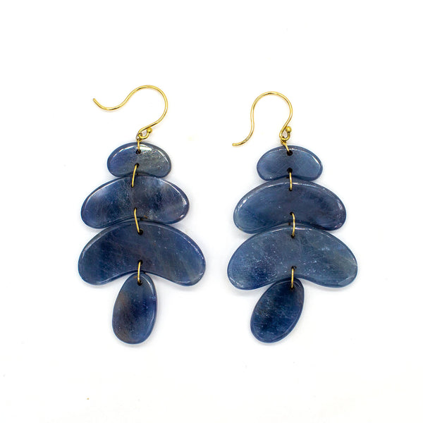 Small Totem Blue Sapphire Earrings