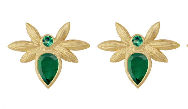 Emerald Petite Petal Studs