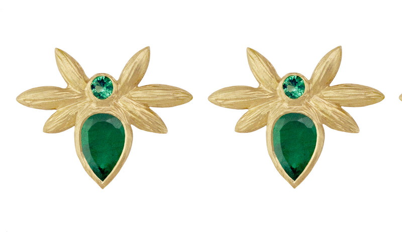 Emerald Petite Petal Studs