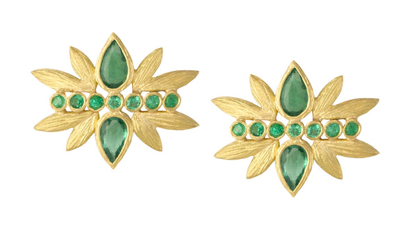 Emerald Petal Studs