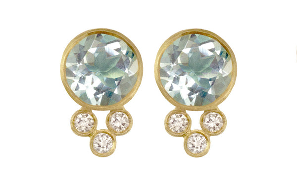 Aquamarine Diamond Stud