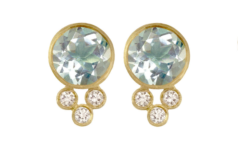 Aquamarine Diamond Stud
