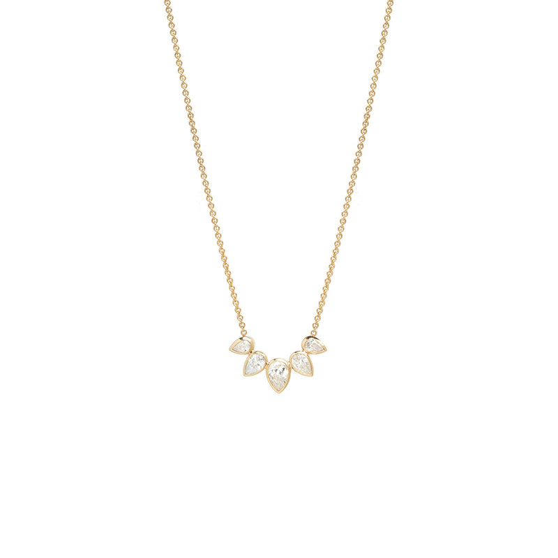 Pear Cut Diamond Fan Necklace