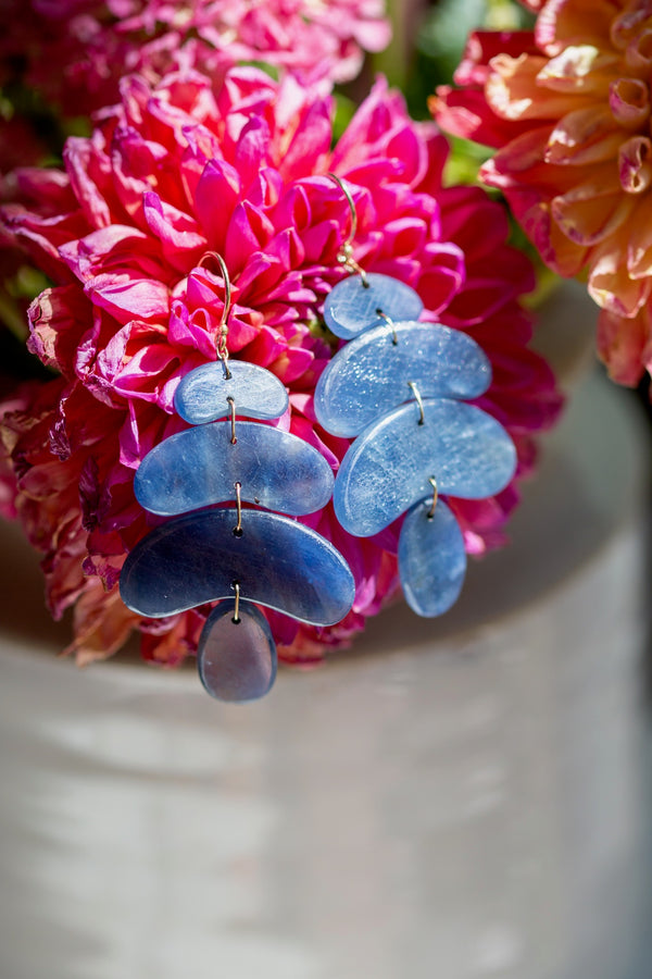 Small Totem Blue Sapphire Earrings
