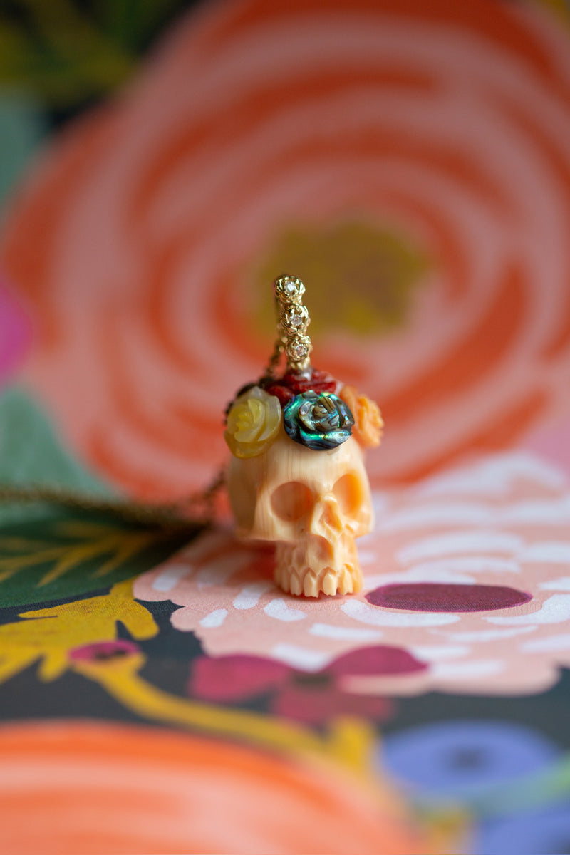 Flower Crown Skull Charm