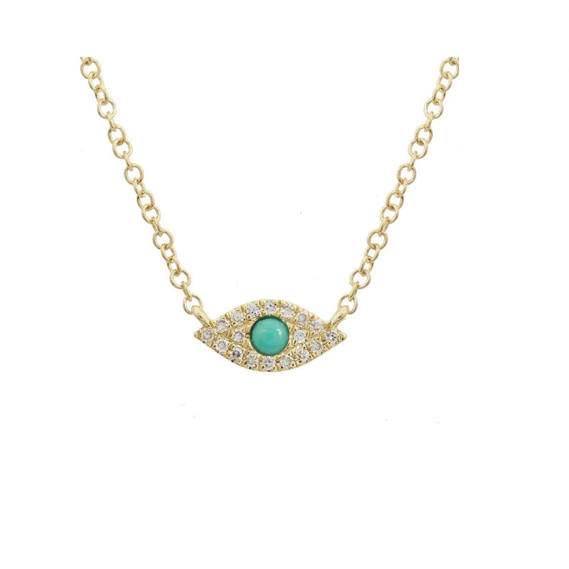 Diamond Turquoise Evil Eye Necklace