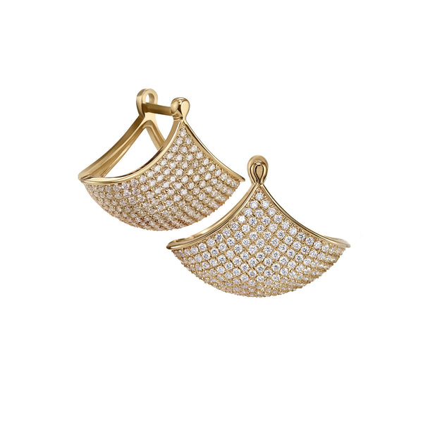 Brilliant Pave Diamond Fan Earrings