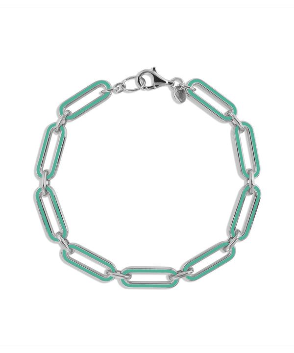 Yellow gold vermeil paperclip link bracelet with turquoise e...