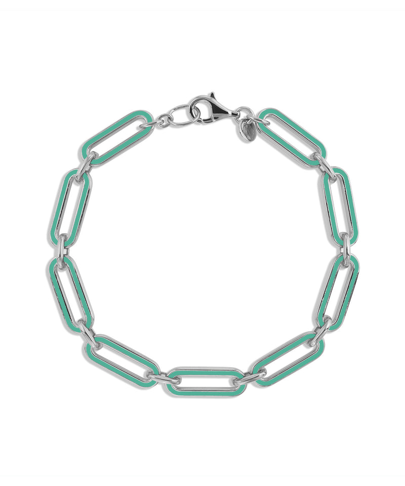 Yellow gold vermeil paperclip link bracelet with turquoise e...