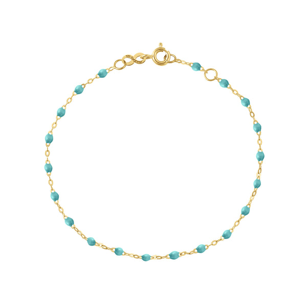 18k yellow gold classic Gigi bracelet in turquoise green 7.5...