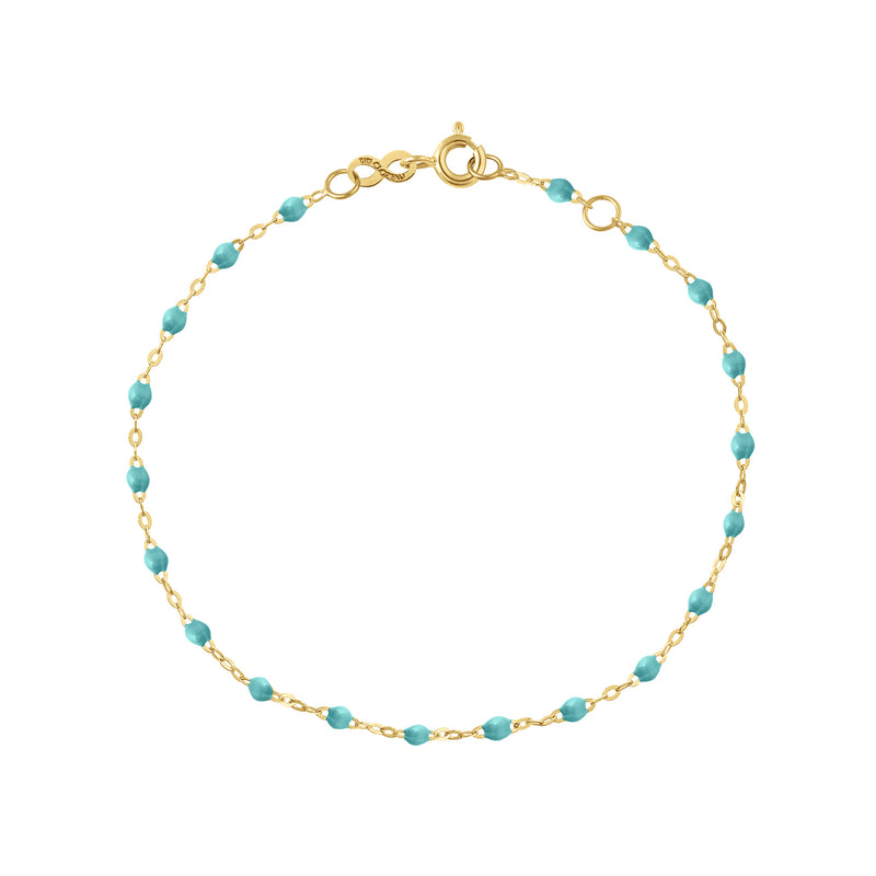 18k yellow gold classic Gigi bracelet in turquoise green 7.5...
