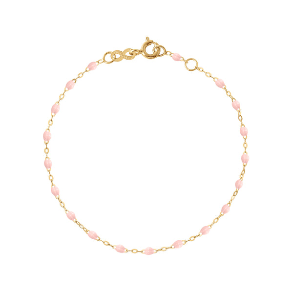 18k yellow gold classic Gigi bracelet in baby pink, 7.5"