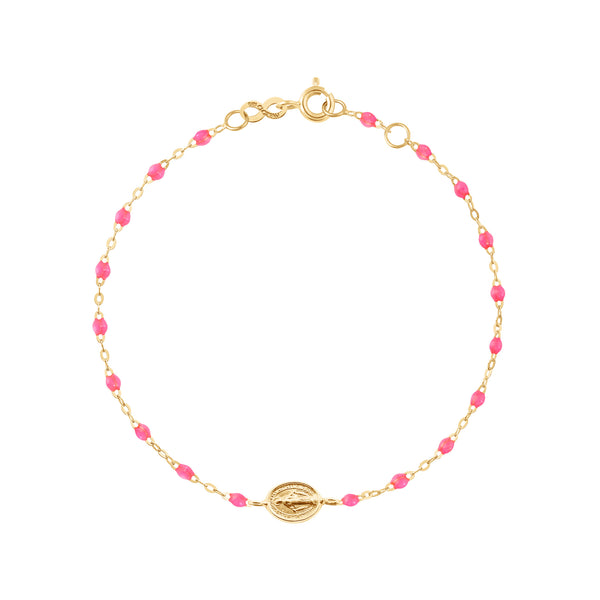 18k yellow gold classic Gigi Madone bracelet in pink,  6.7"