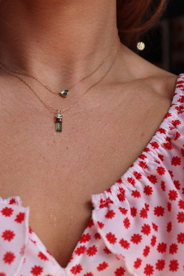Green Pencil And Marquise Tourmaline Necklace